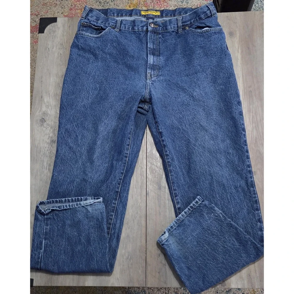 Real Ranch Premium Blue Denim Straight Leg Jeans Men 42x34 (31.5